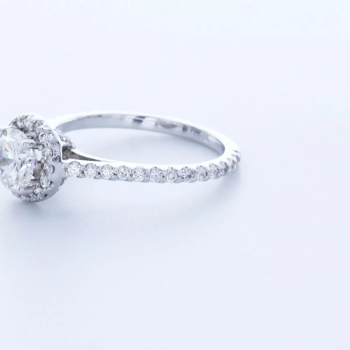 Side Stone Engagement Ring Halo 14K Gold 1.83 CT Round Lab-Grown Diamond D VS1