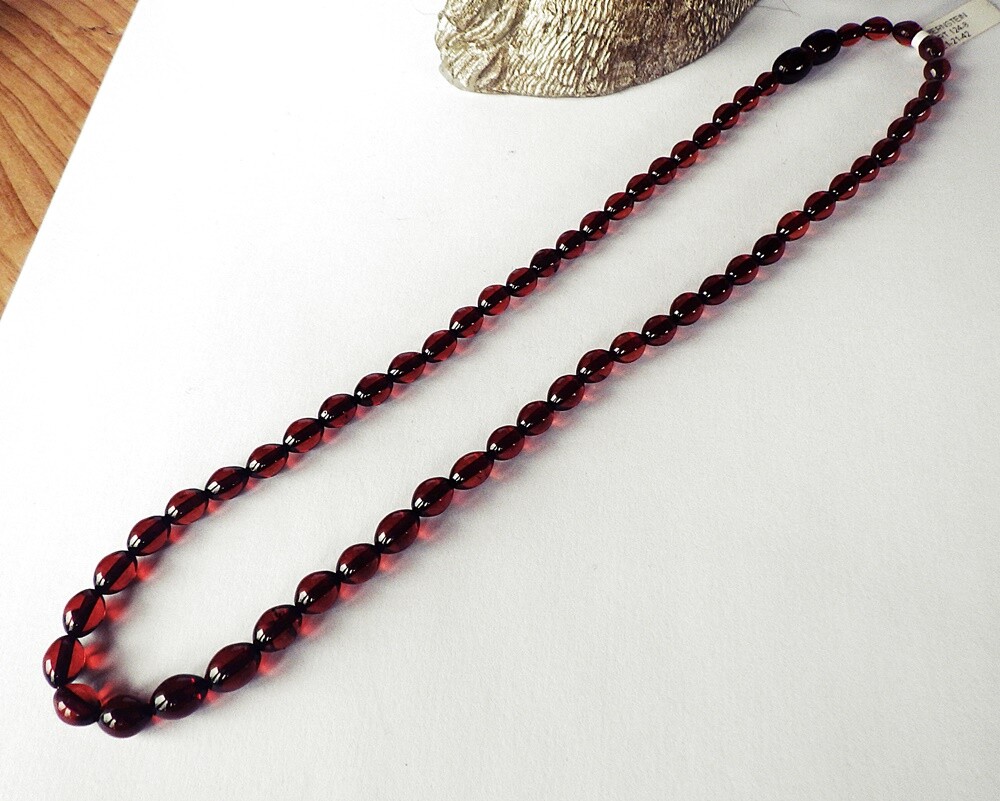 SCHMUCK-STCK Bernstein Kette ohne Metall 44cm braun rot Linsen