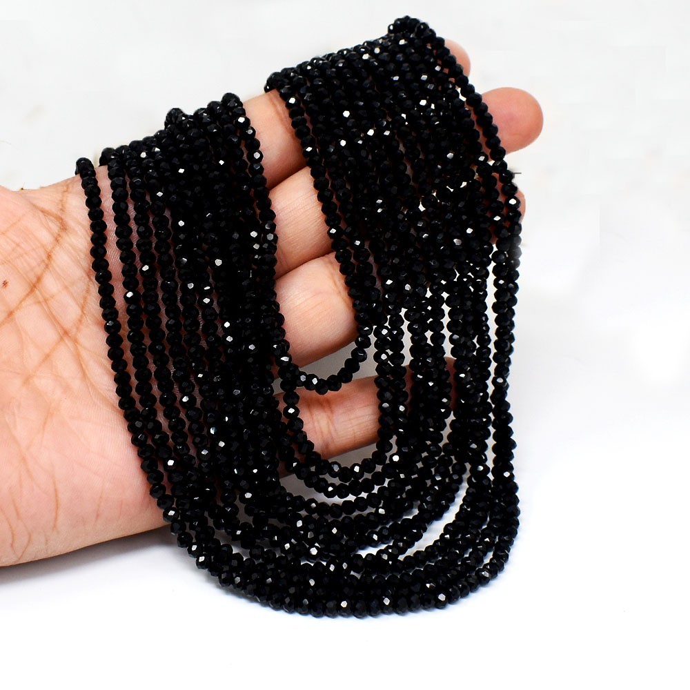 12 Strand Amazing Cut Black Spinel 465 Cts Beaded Beautiful Necklace VK 23 AZ1