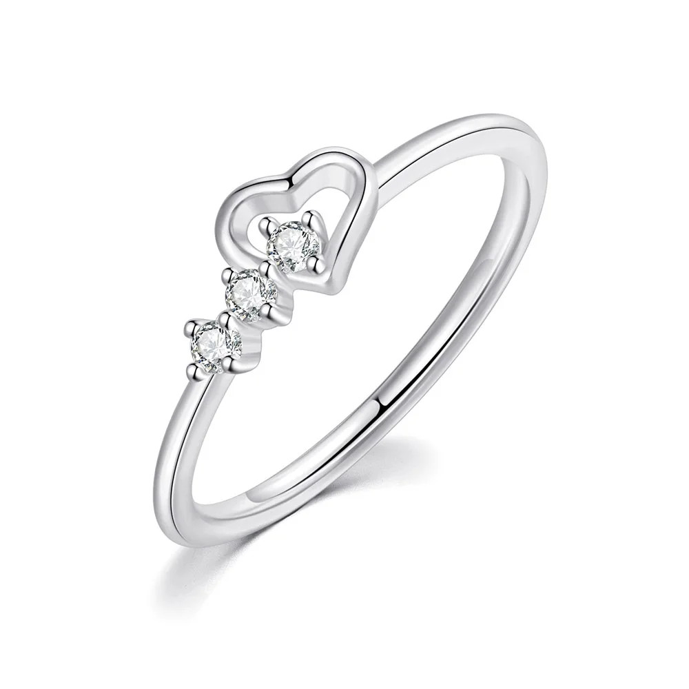 Wedding Band Ring Infinity Heart Love Zircon Tension Mount Women Jewelry