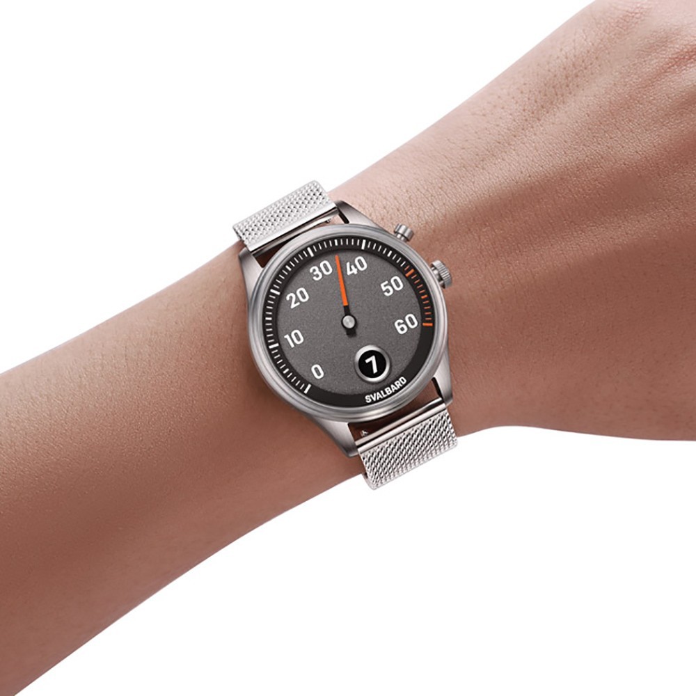 Svalbard TIME TRAVEL HX 11A Quartz Steel Grey Black Leather Men’s Watch