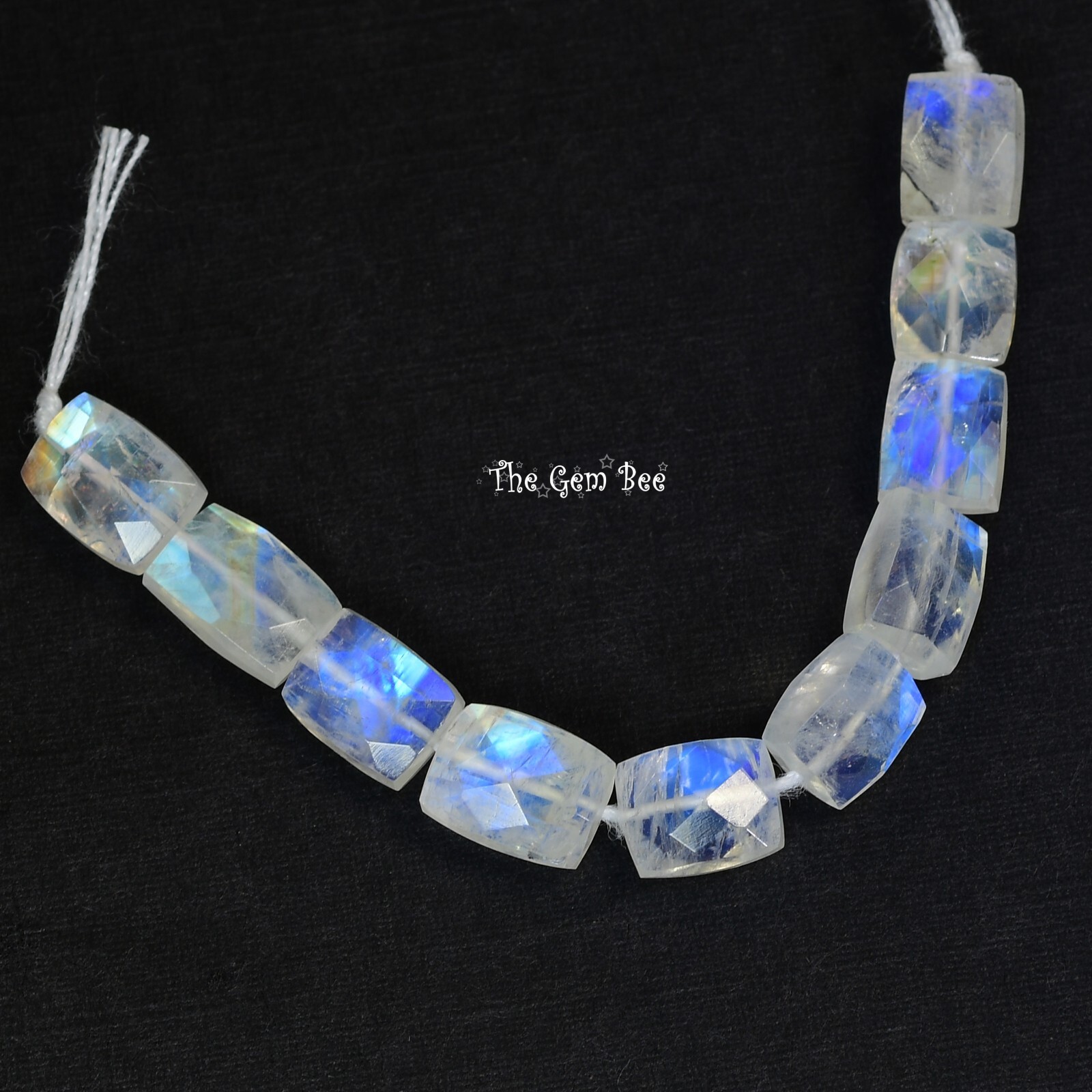 Rainbow Moonstone Faceted Tapered Rectangular Kite Center-Drilled Bead 3″
