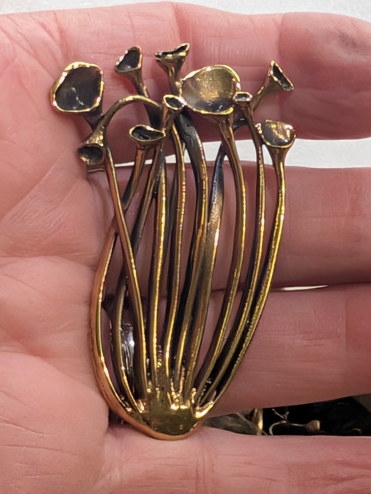 Nordic Organic Rustic Brooch Hannu Ikonen Bronze Finland Vintage