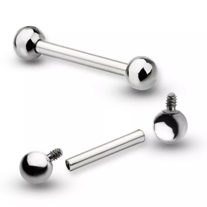12G 9/16″ 5/8″ SOLID TITANIUM INTERNALLY THREADED HEAVY TONGUE BARBELL PIERCINGS