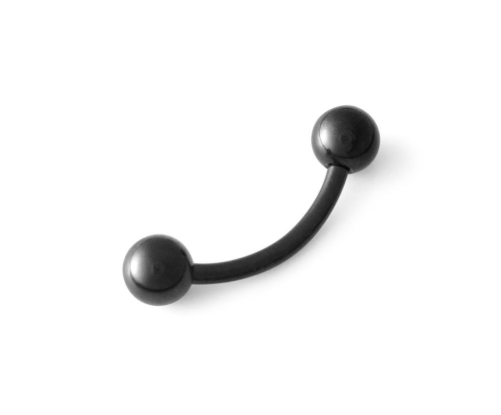 Grade 23 Black PVD Coated Titanium Bent Curved Barbell 16g 16 gauge
