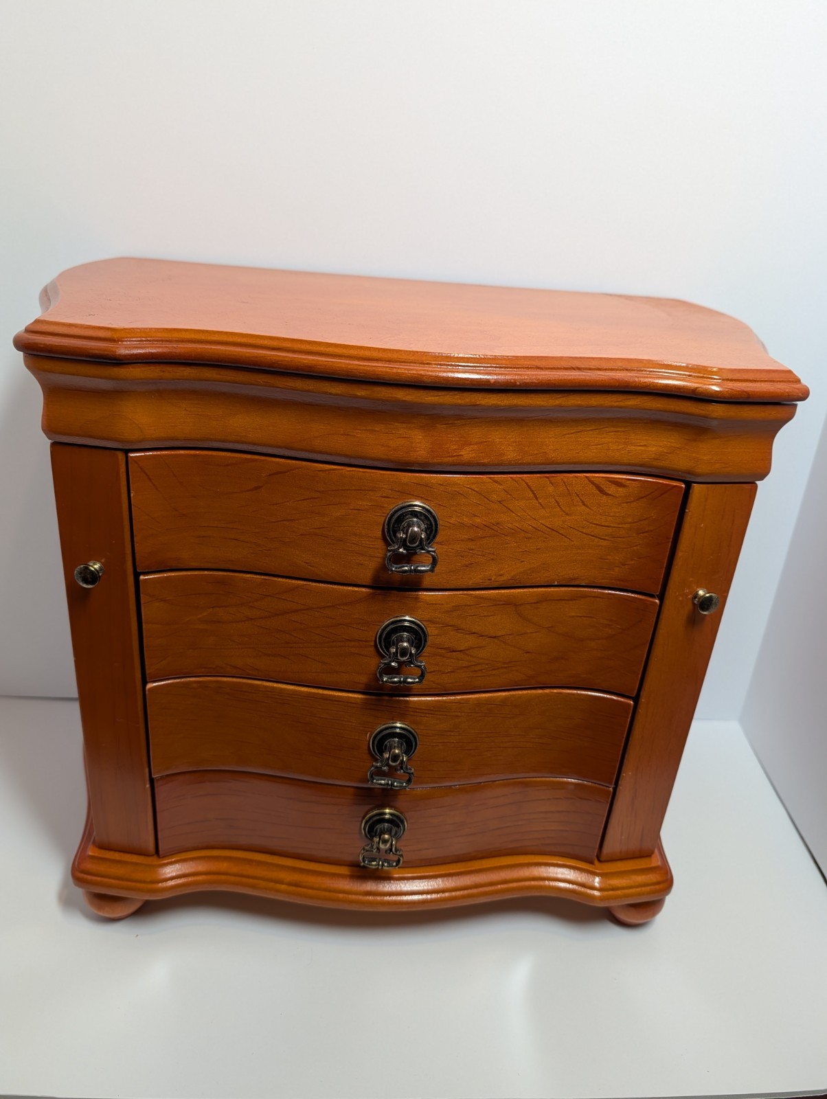 Vintage Solid Wood Jewelry Cabinet – Table Top Armoire 15.5”x13”x8.25” Nice!