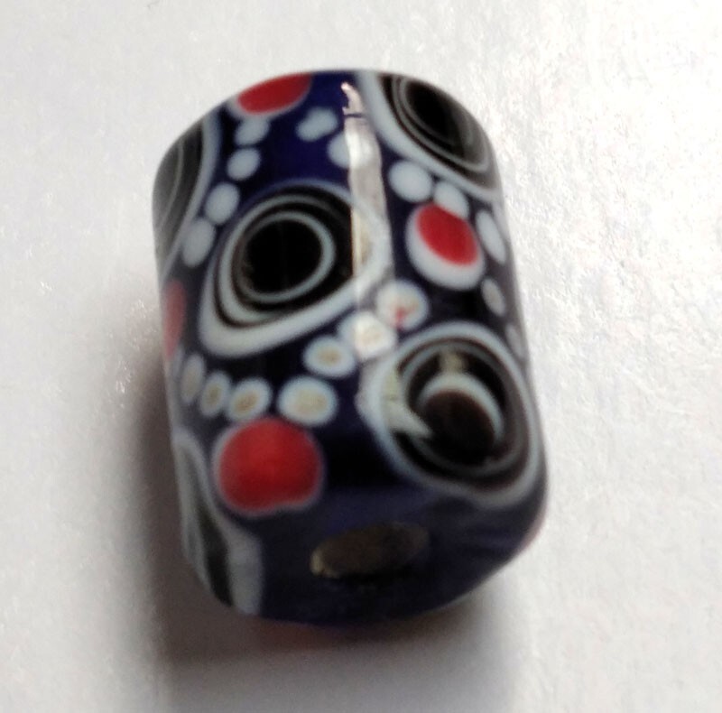 10pcs handmade Lampwork glass beads white circle red dot black cylinder 10*15mm