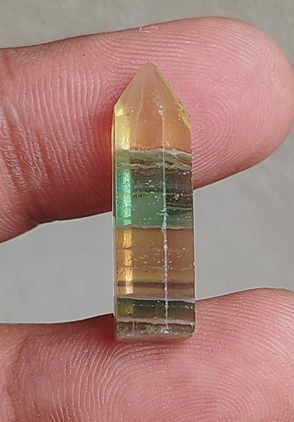 Natural Rainbow Fluorite Cabochon, Terminated Pencil Shape Healing Crystal
