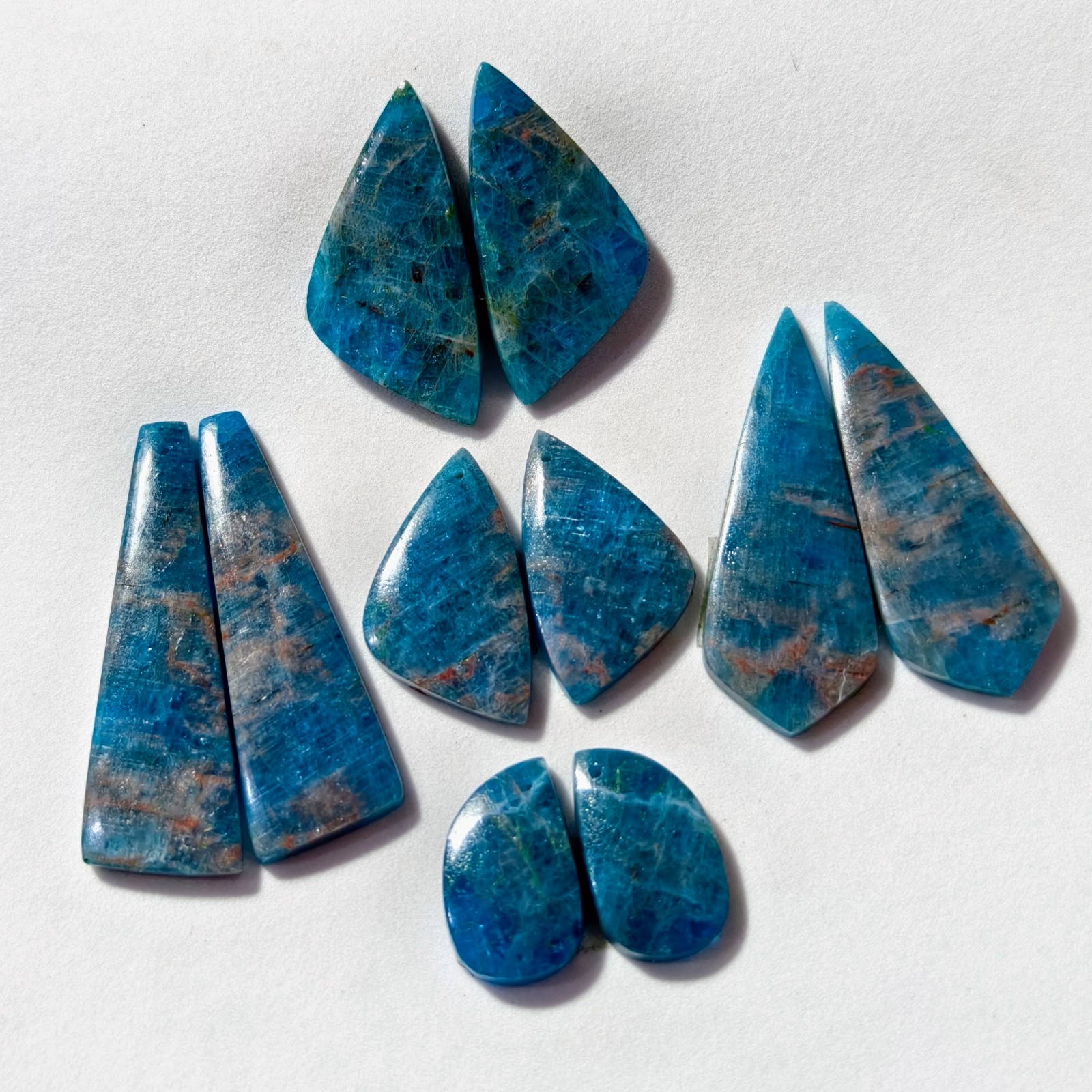 5 Pcs Lot 339 Cts Natural Blue Apatite Drilled Match Pair Cabochon Gemstone