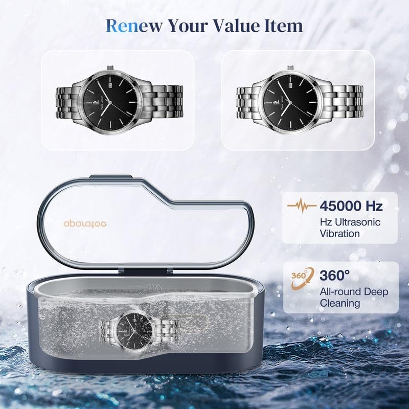 Ultrasonic Jewelry Cleaner Machine 450ml 45KHz w/4 Timer Settings for Rings Glas