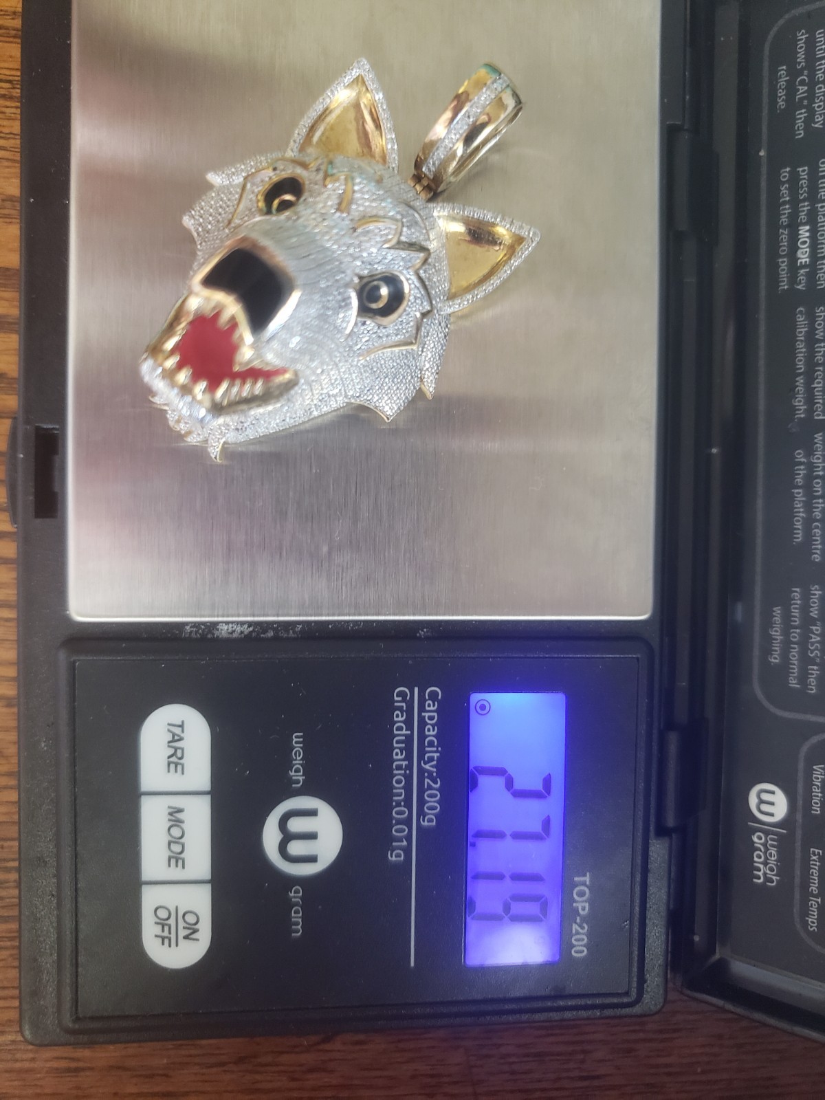 Huge Sterling Silver Wolf Husky Pendant 925 Enamel Gold Plated Dog Jewelry