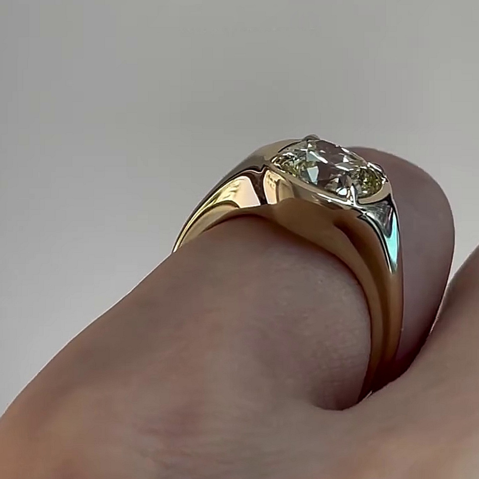 2.05 CT Old Mine Cushion Cut Moissanite Engagement Ring 14K Yellow Gold Plated