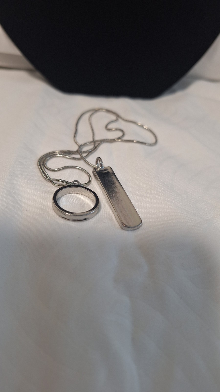 Silver Tone Lariat Y-Drop Round Ring Bar Pendant Cable Chain Necklace No Stone