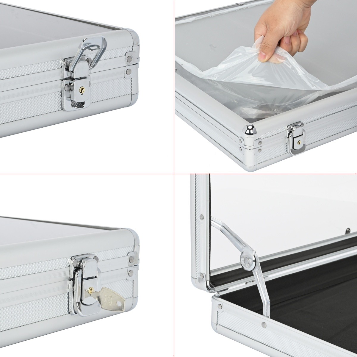 Locking Aluminum Display Case Showcase 24″ x 20″ Trade Show f Card Coin Jewelry