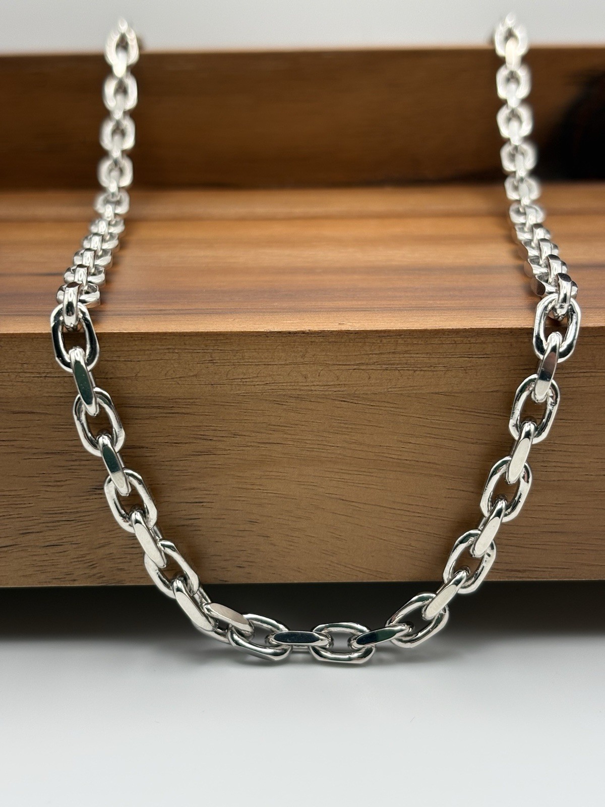 20 INCH 6MM STERLING SILVER HERMES CABLE ANCHOR LINK CHAIN RHODIUM 50.9G 925