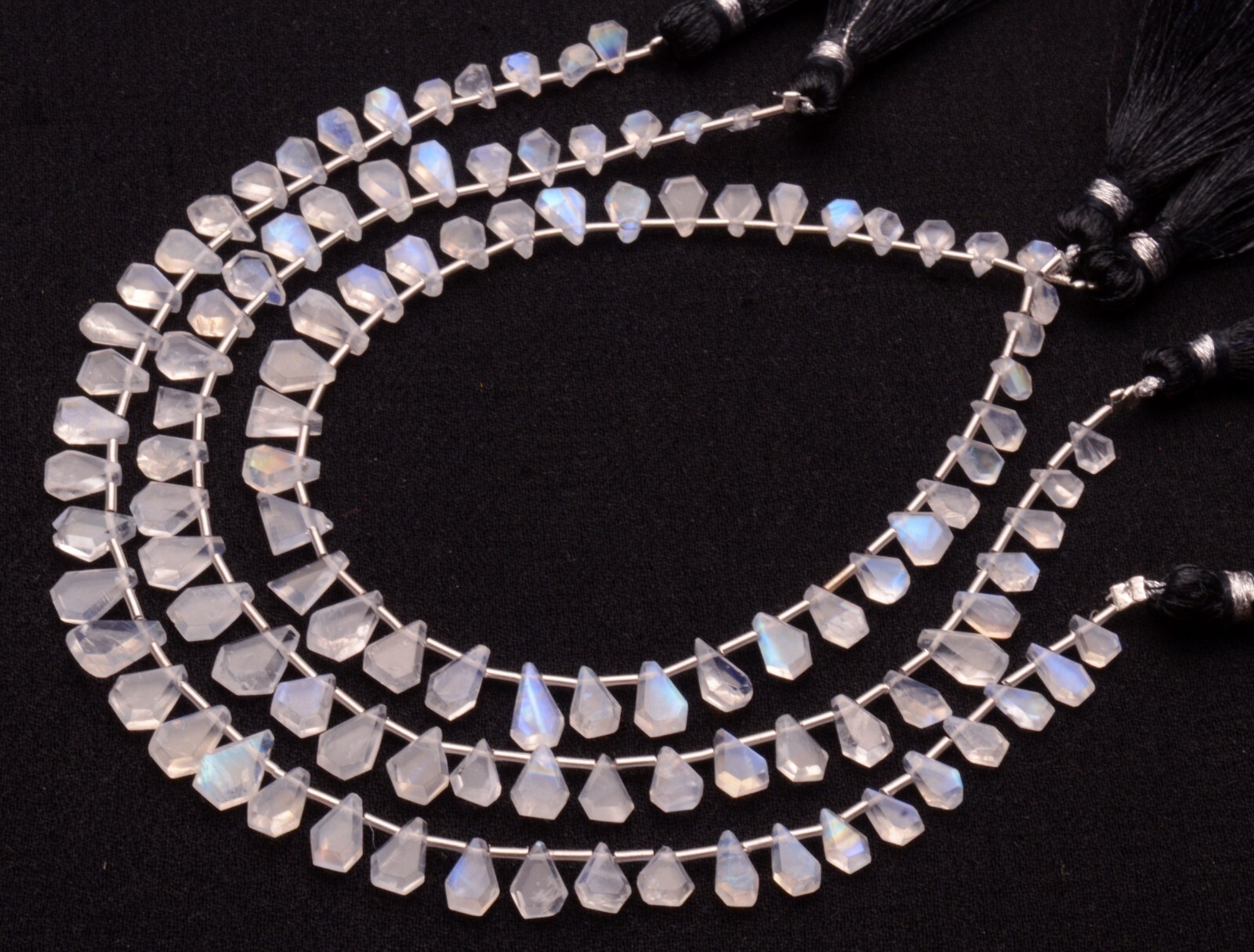Blue Fire Rainbow Moonstone 5 to 8 mm Size Jewelry Making Beads 9″ Strand