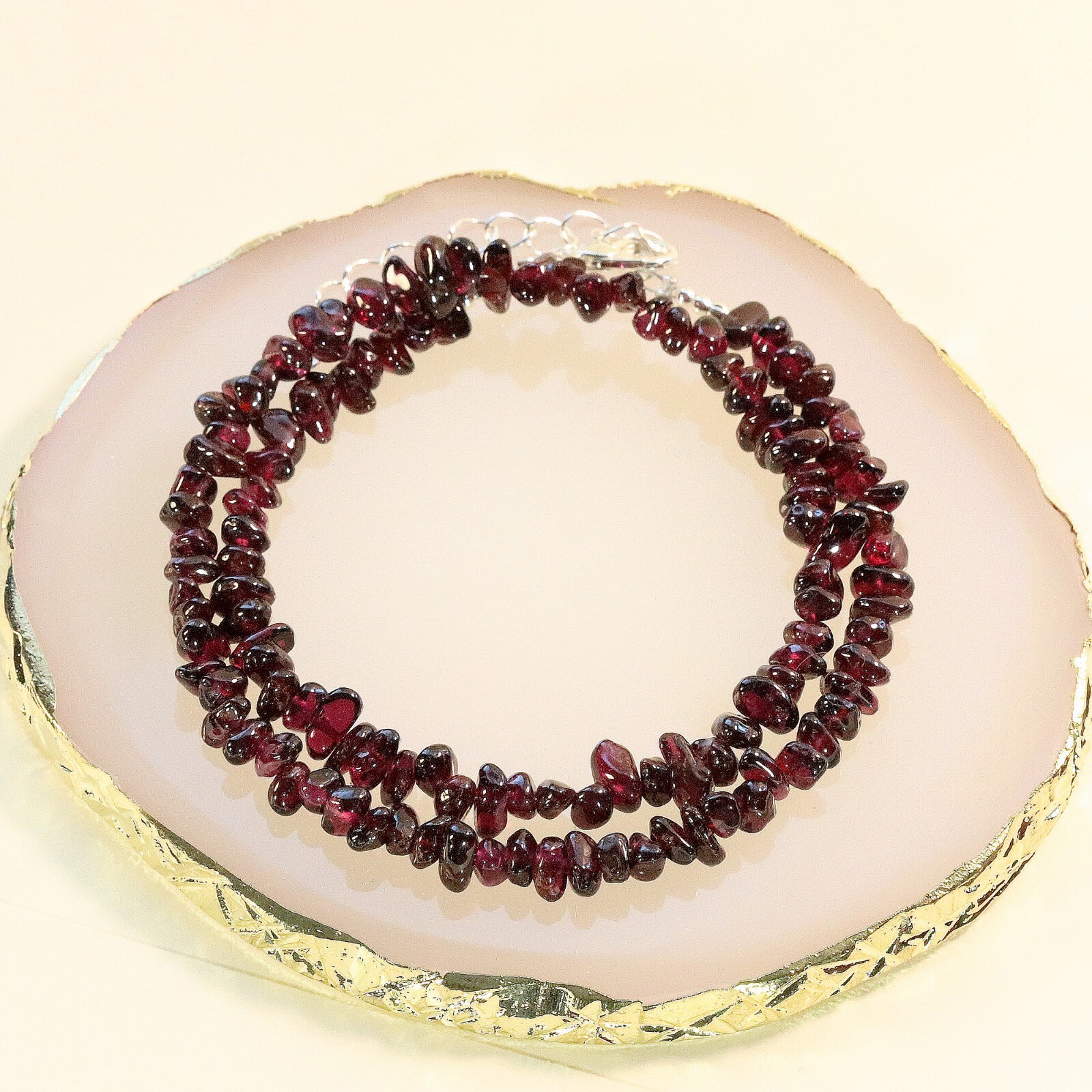 Natural Garnet Chips Necklace, Small 3mm-5mm Chips, Genuine Purple Gemstones