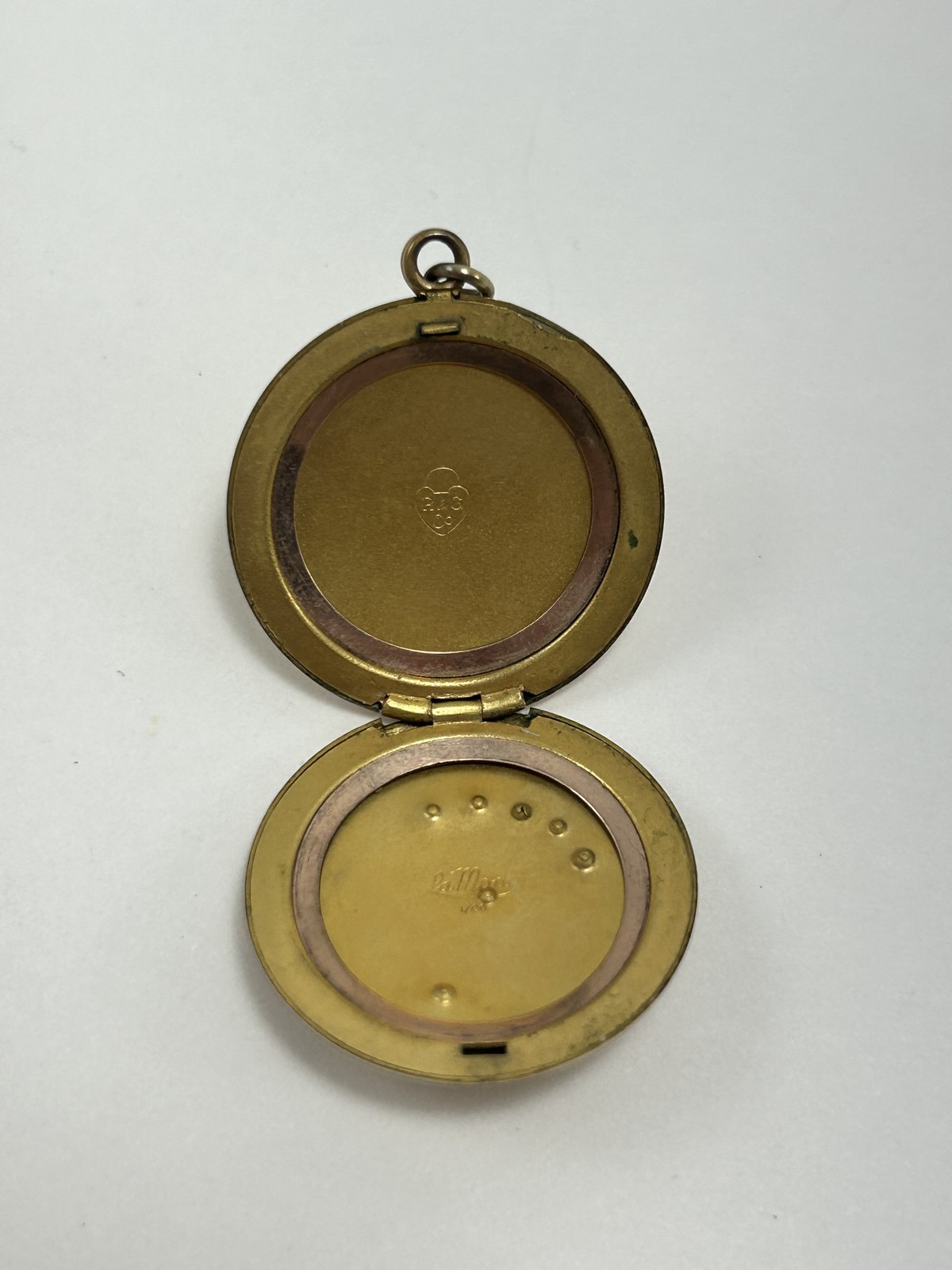Antique Gold Filled Locket Pendant Victorian Crescent Moon Floral R&G Co La Mode