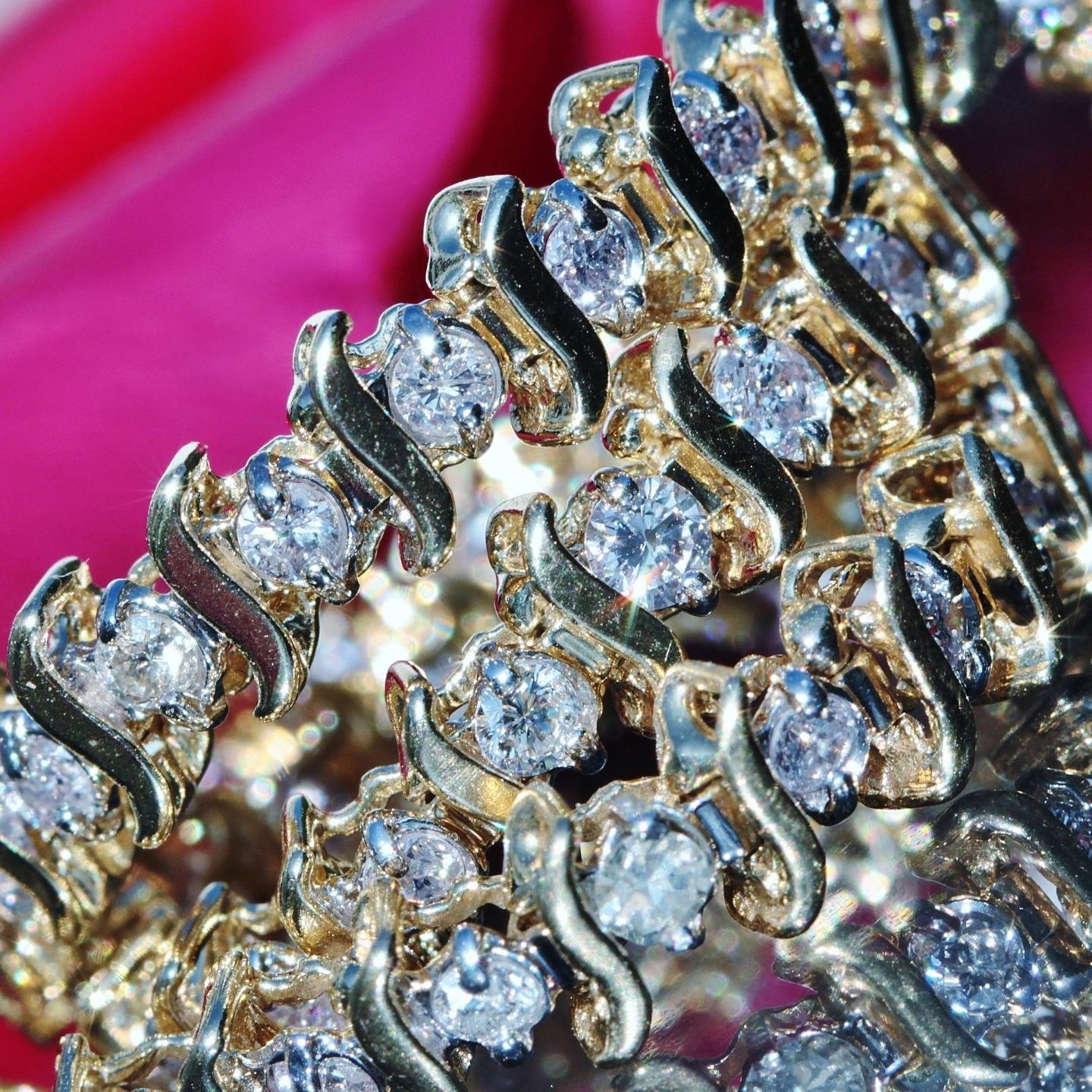 14k yellow gold tennis bracelet 2.00ct natural diamond 7.0″ vintage 8.6gr