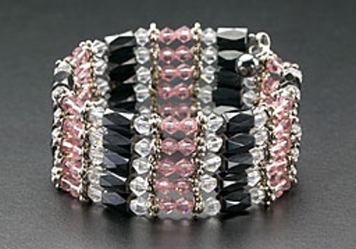 Magnetic Therapy Hematite and Crystal Beads Wrap Necklace/Bracelet/Anklet Purple
