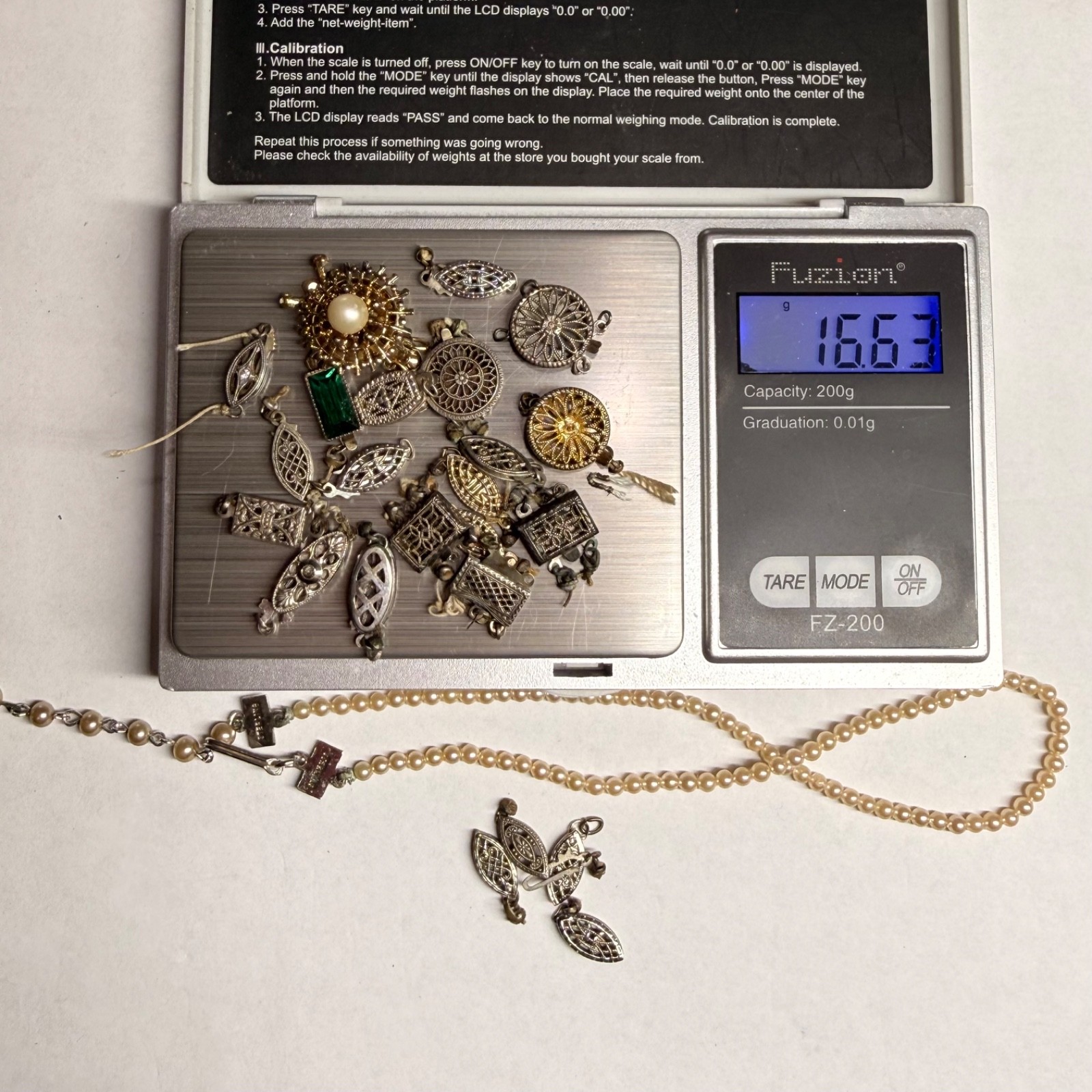 Antique Vintage Sterling Silver Filigree Necklace Clasp Lot 19+ Parts Findings