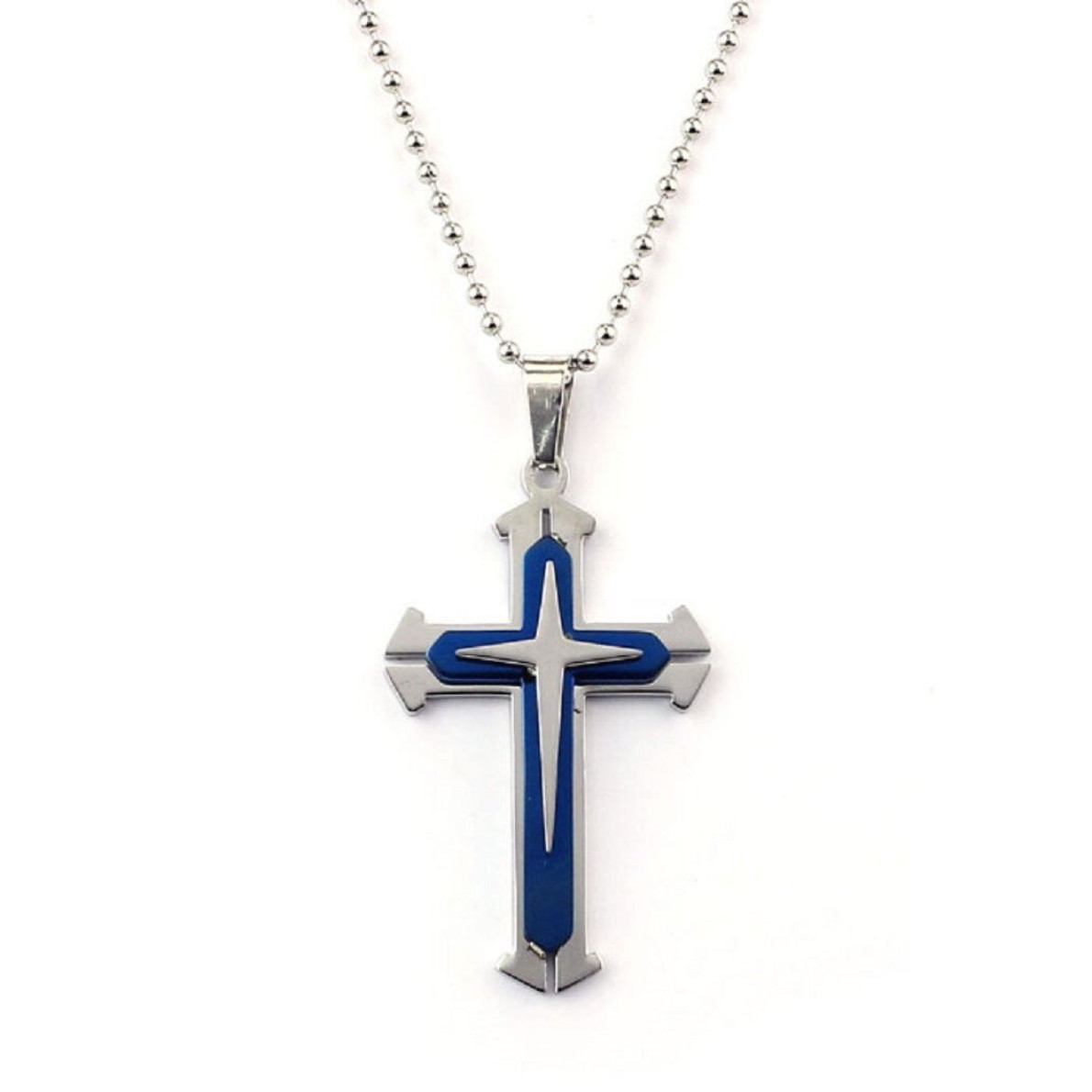 Cross Pendant Necklace Stainless Steel Crucifix Cuban Gold Black Men Unisex Gift
