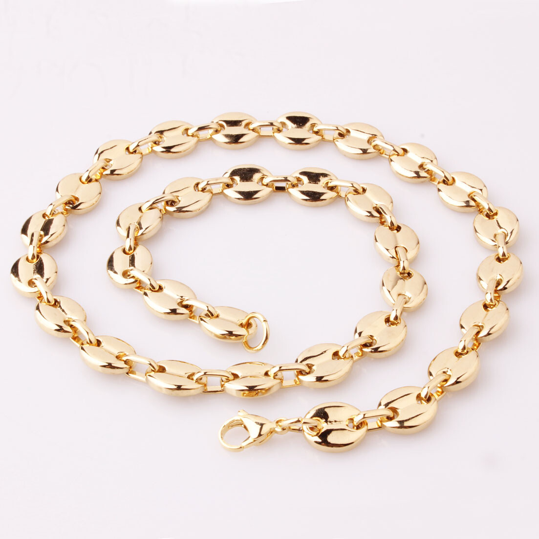 7/9/11mm Top Quality Men Women Stainless Steel Coffee Bean Beads Chain Necklace