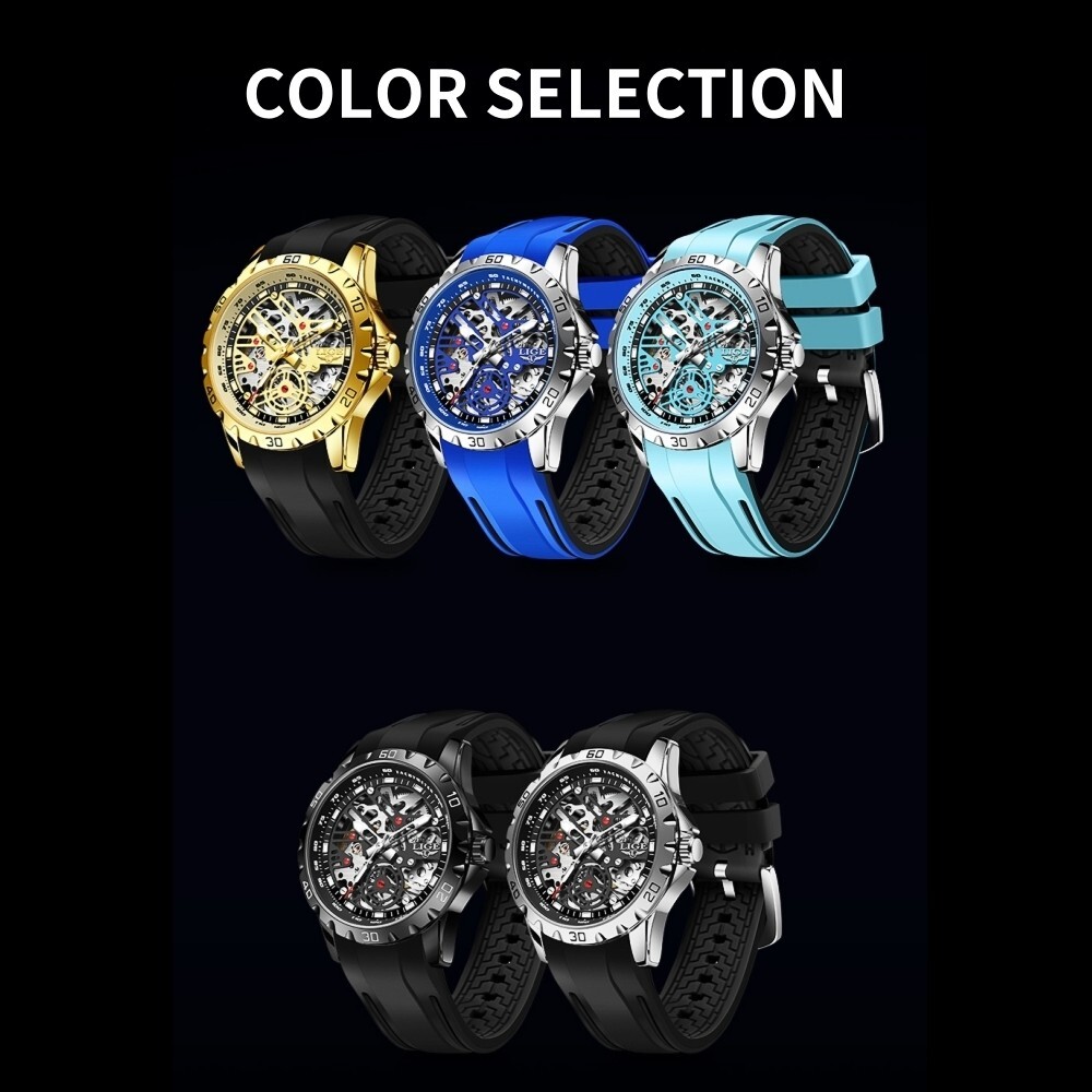 LIGE Men Military Watch Automatic Mechanical Analog Luminous Casual Wrist Watch