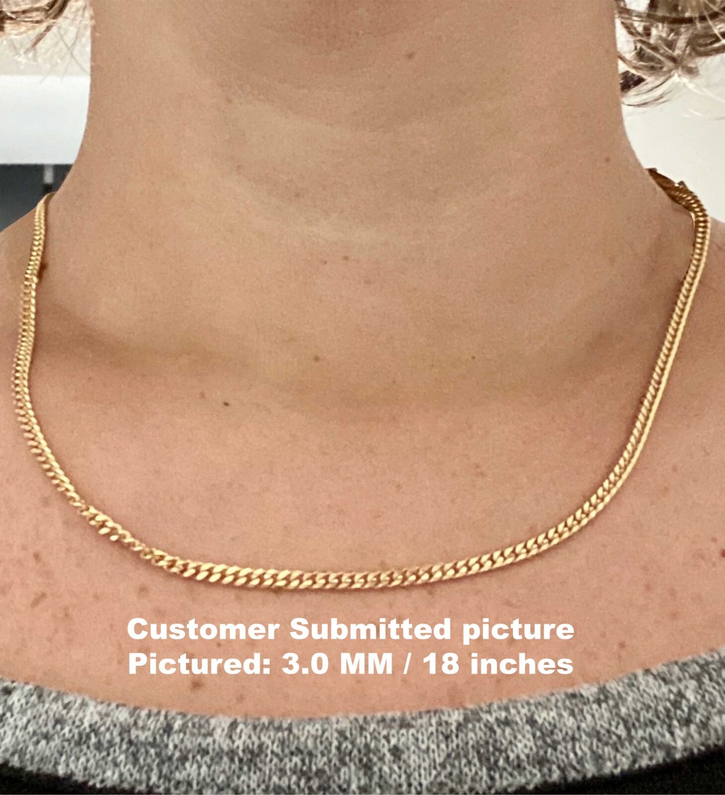 14K Solid Gold Gourmette Chain Necklace, 16″ – 30″ Inches, 1mm – 3mm Wide