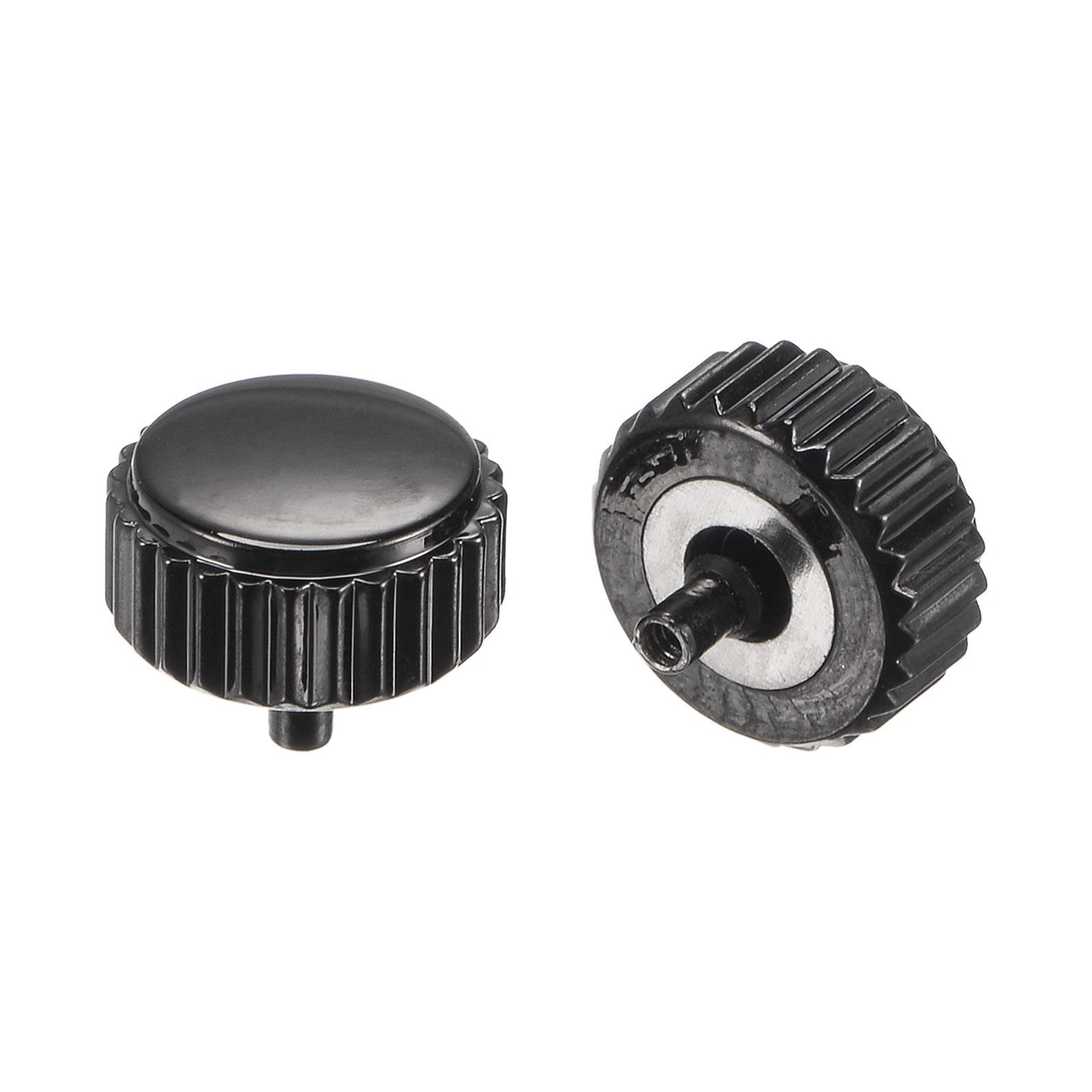 2Pcs 6x7mm Watch Crown SUS304 Flat Head Long Stem Watch Crown 2mm ID Black