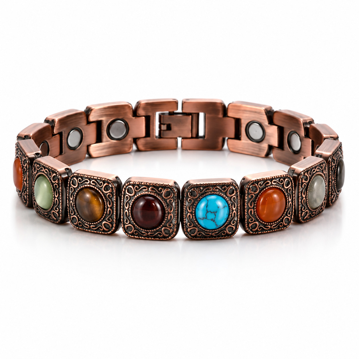 99.99% Pure Copper Magnetic Bracelet Women Adjustable Natural Stone Gift