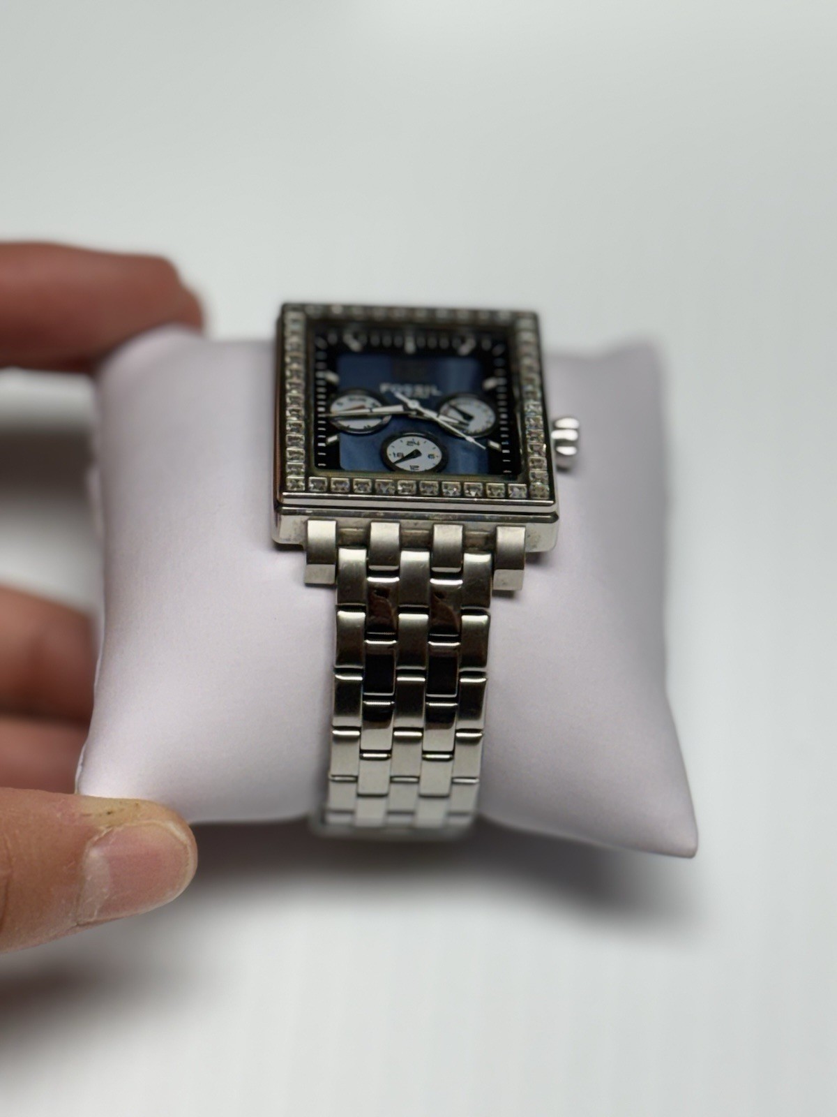 Fossil BQ9365 Women’s Blue Mother of Pearl Crystal Bezel Multifunction Watch