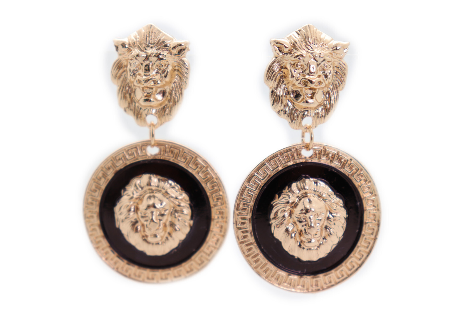 Women Special Style Earrings Set Fashion Jewelry Gold Lion Round Bling Bold Look
