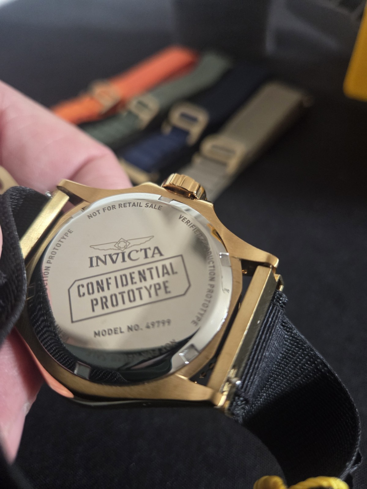 Invicta Ocean Predator Quartz Diver Watch Gold Tone Date Black NATO w/ Box