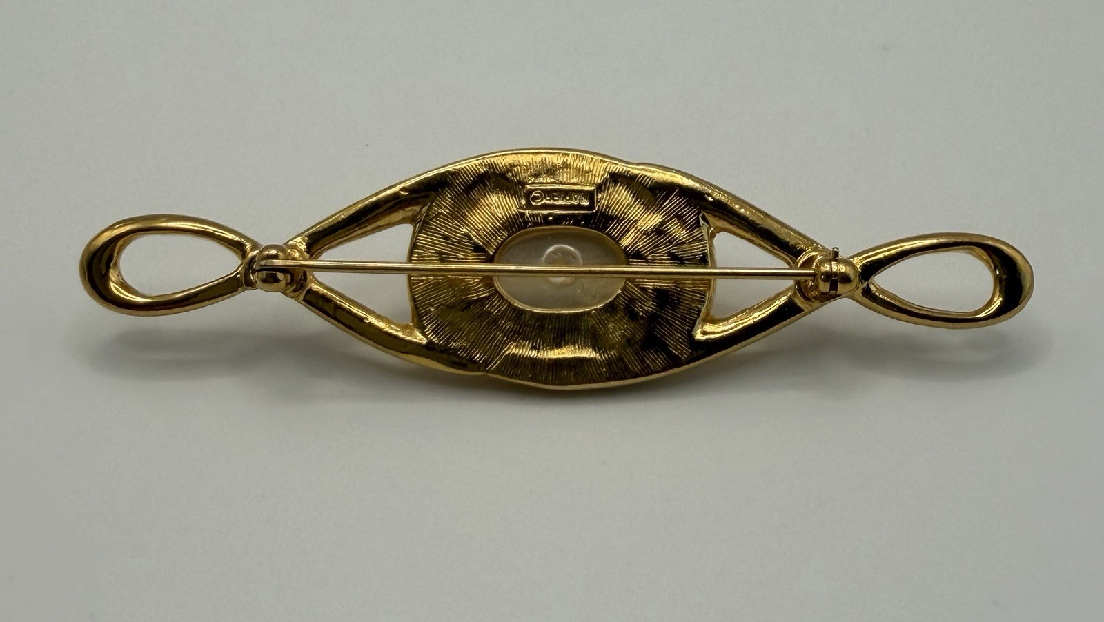 Vintage Napier Signed Faux Pearl Bar Brooch