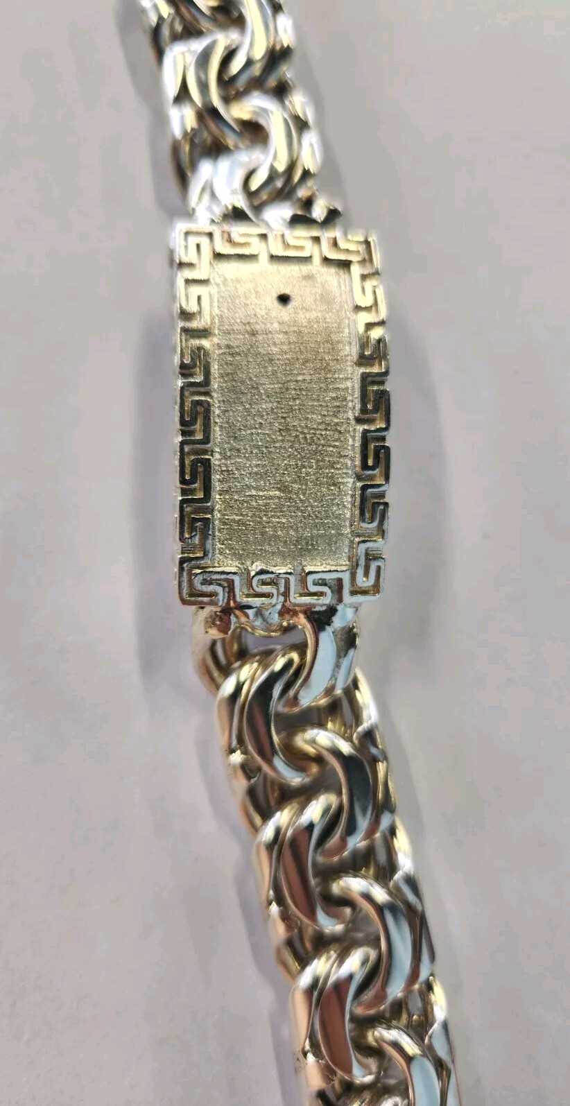 396 Gram 24 Inch Chino Link Chain Sterling Silver Solid Greek Key Lock Necklace