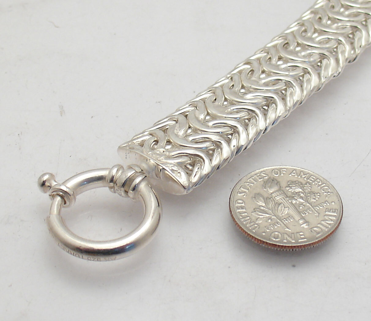 Bold Mirror Domed Byzantine Chain Necklace Real Sterling Silver QVC 18″ 20″