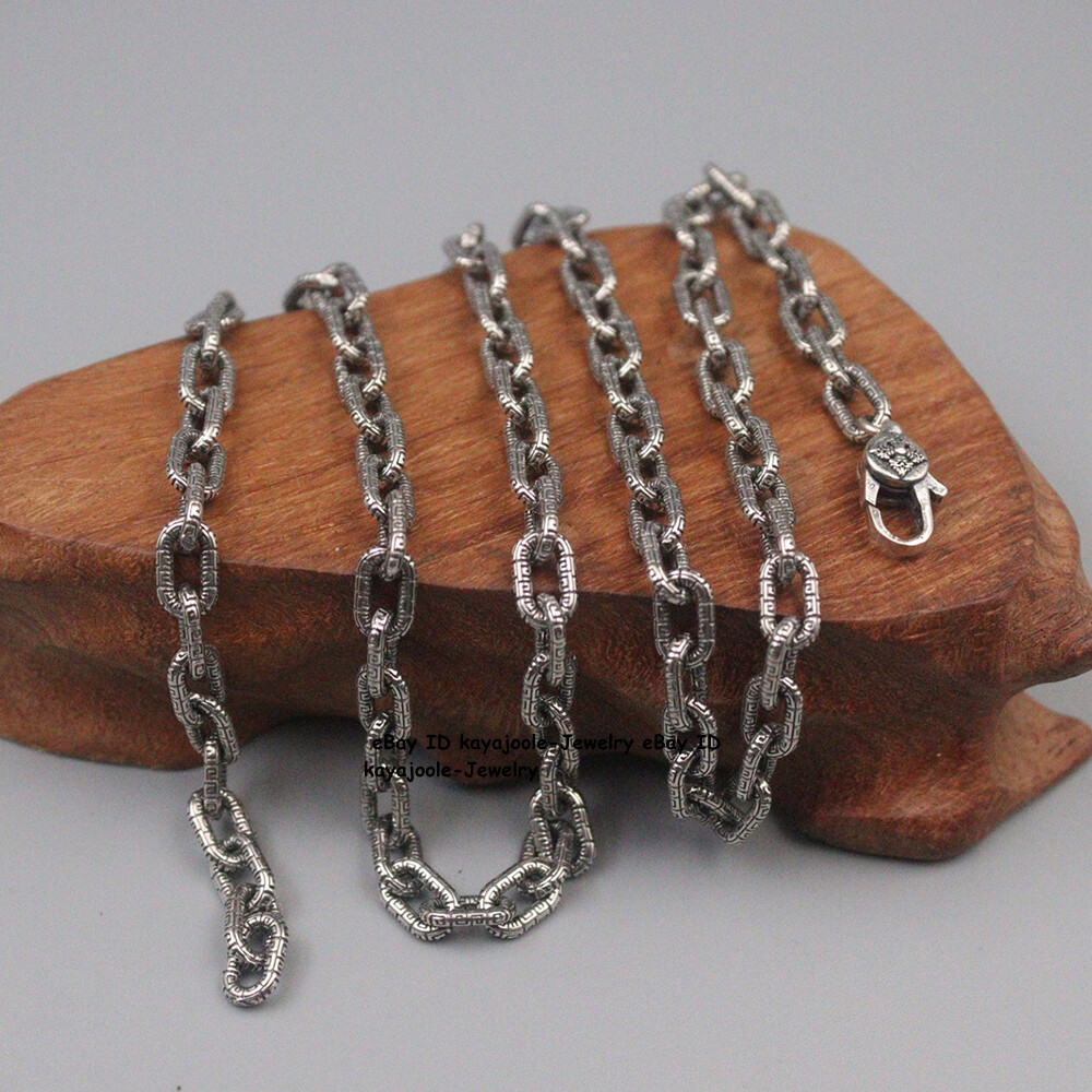 Solid 925 Sterling Silver Chain Men 5mm Square O Link Necklace 34-35g 21.6inch