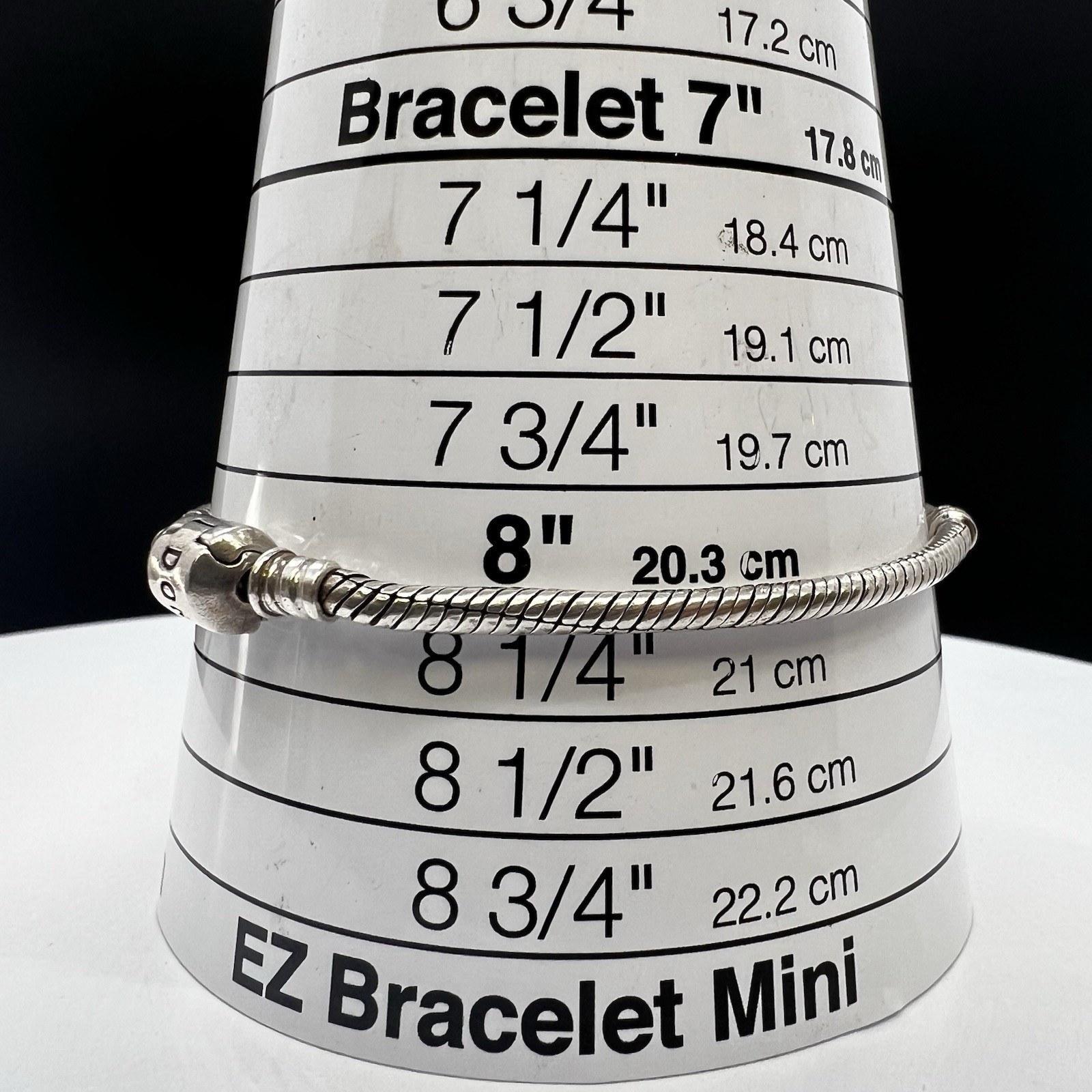 Pandora Sterling Silver Moments 8” Snake Chain Barrel Clasp 590702HV