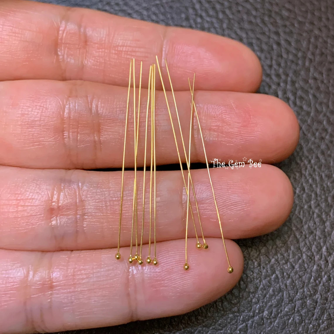 28 gauge 14k Solid Yellow Gold 1.5 INCH Ball Headpin (2) or (10)