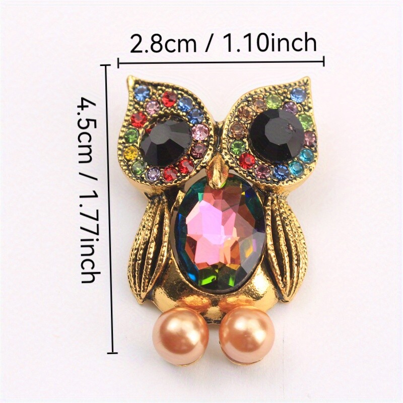 Luxury Elegant Rhinestone Owl Brooch Pin – Novelty Quirky Retro Accessory