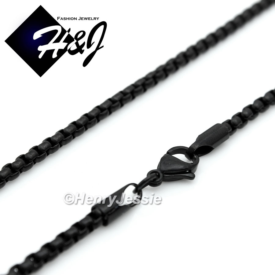 18-36″MEN Stainless Steel 3mm Black Plated Box Chain Necklace Cross Pendant*BP29