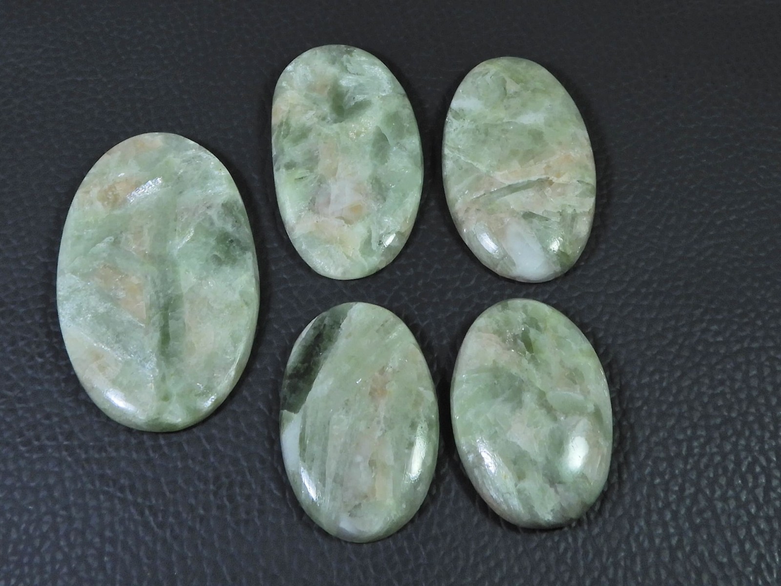 315Cts. Natural Golden Seraphinite Oval Cabochon Loose Gemstone 05 Pcs Lot