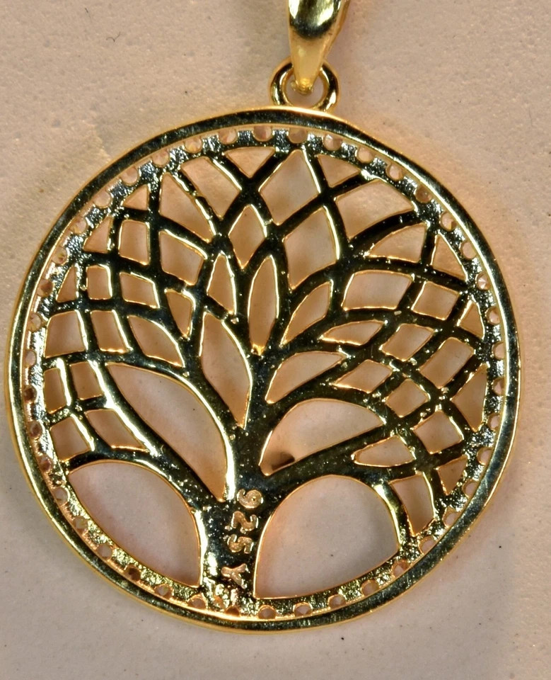 2 Ct Round Cut Simulated Diamond Women Tree Life Pendant 14k Yellow Gold Plated