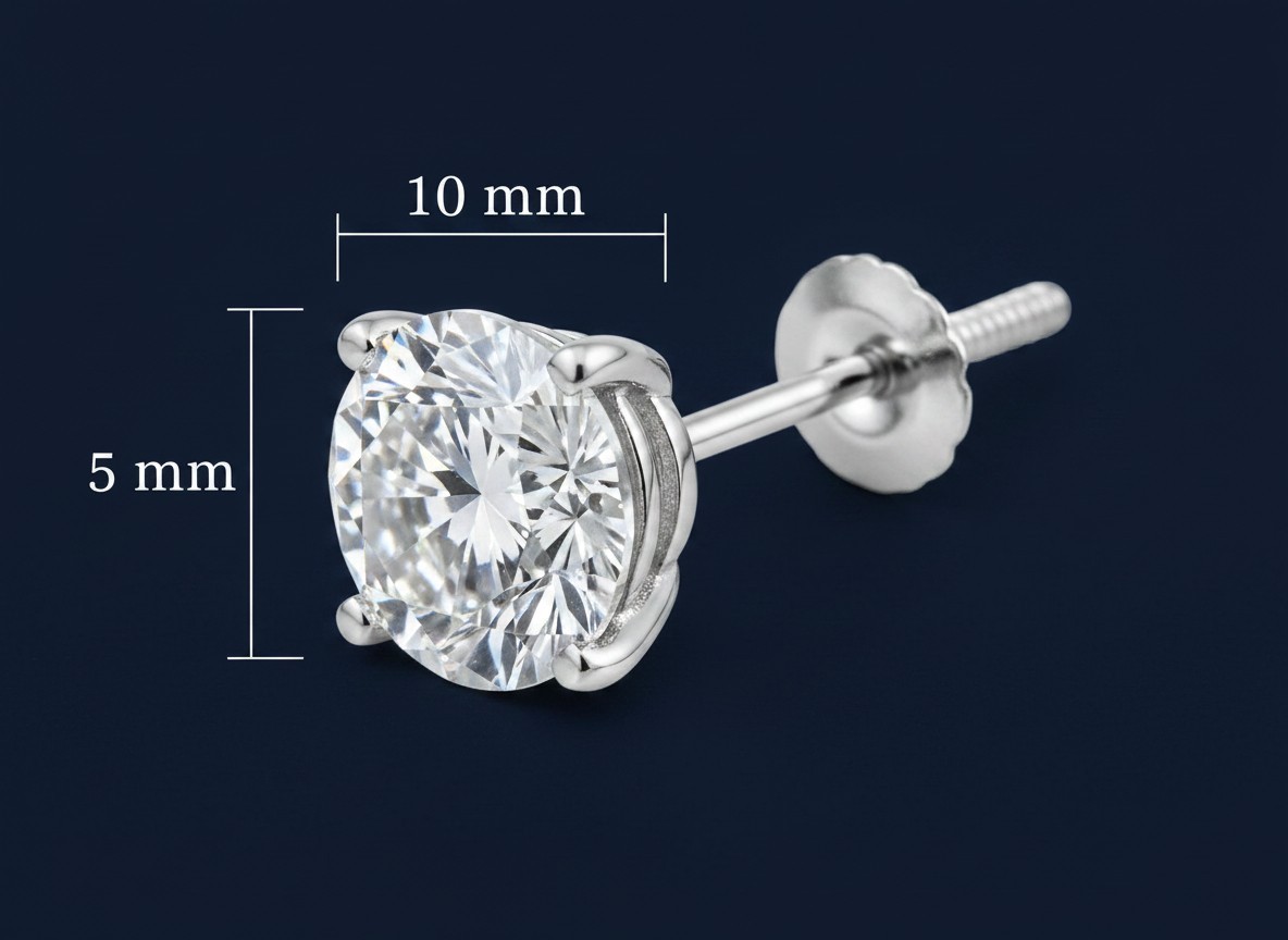 2.00 CT ROUND CUT GRA MOISSANITE EARRINGS 14K SOLID WHITE GOLD STUDS SCREW-BACK