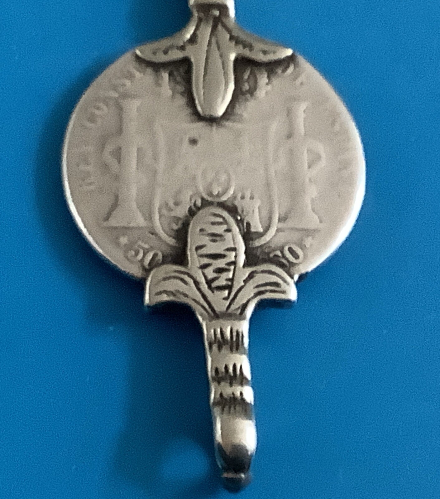 Antique Woman Berber Fibula With Spanish Silver Coin Of Alfonso XII Coin Pin J14