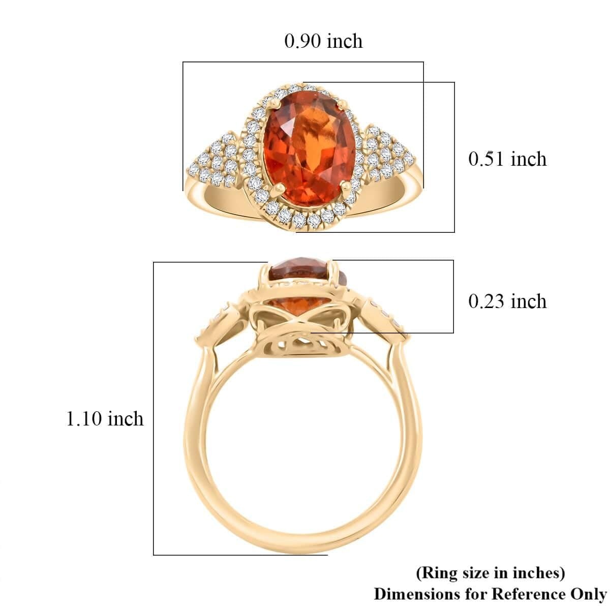 Ceylon Hessonite Garnet G-H I2 Diamond 3.75 Ring 10K Gold Size 7 45 Grams