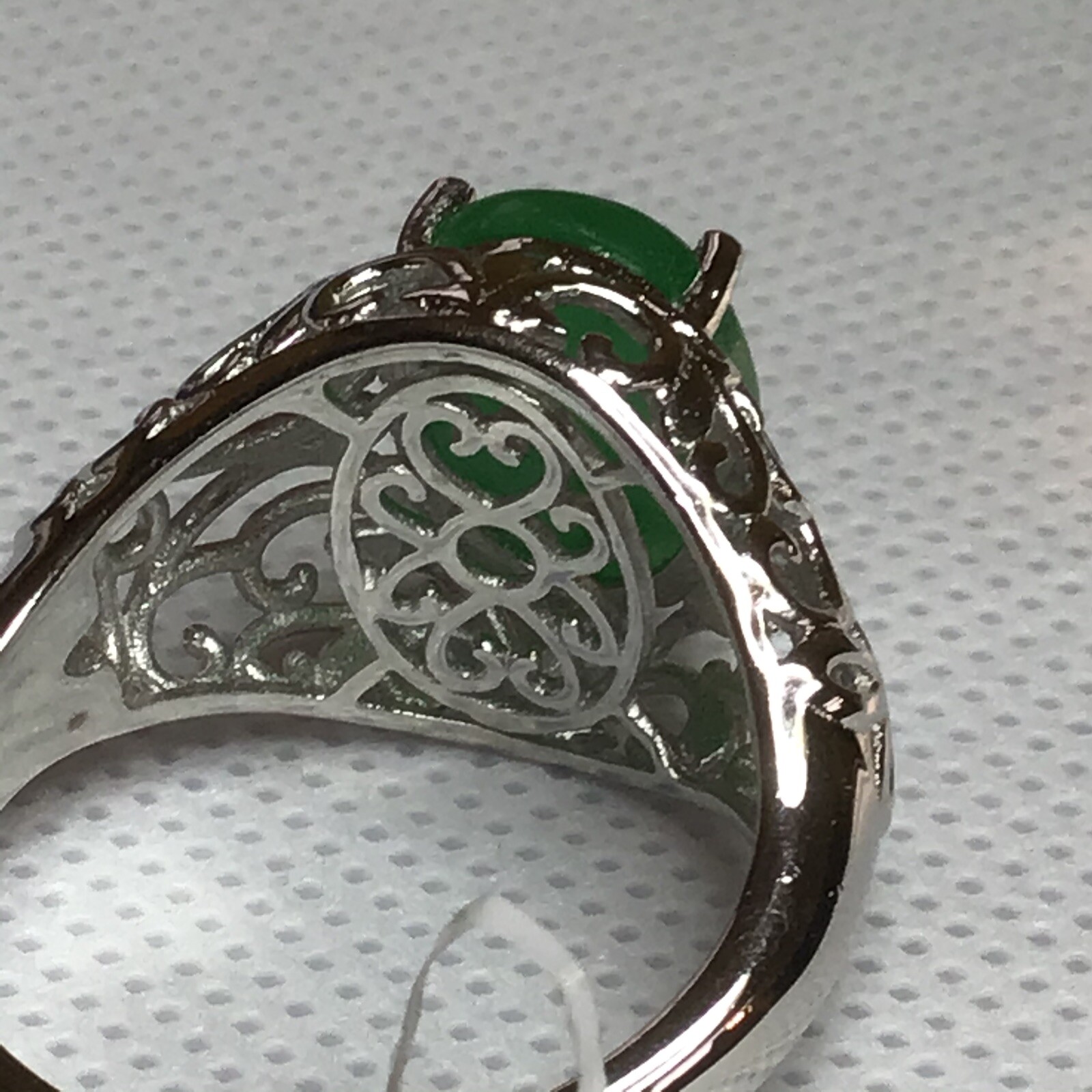 BURMESE Green Jade Ring (Sz6) TGW 6.45cts Platinum Bond Brass