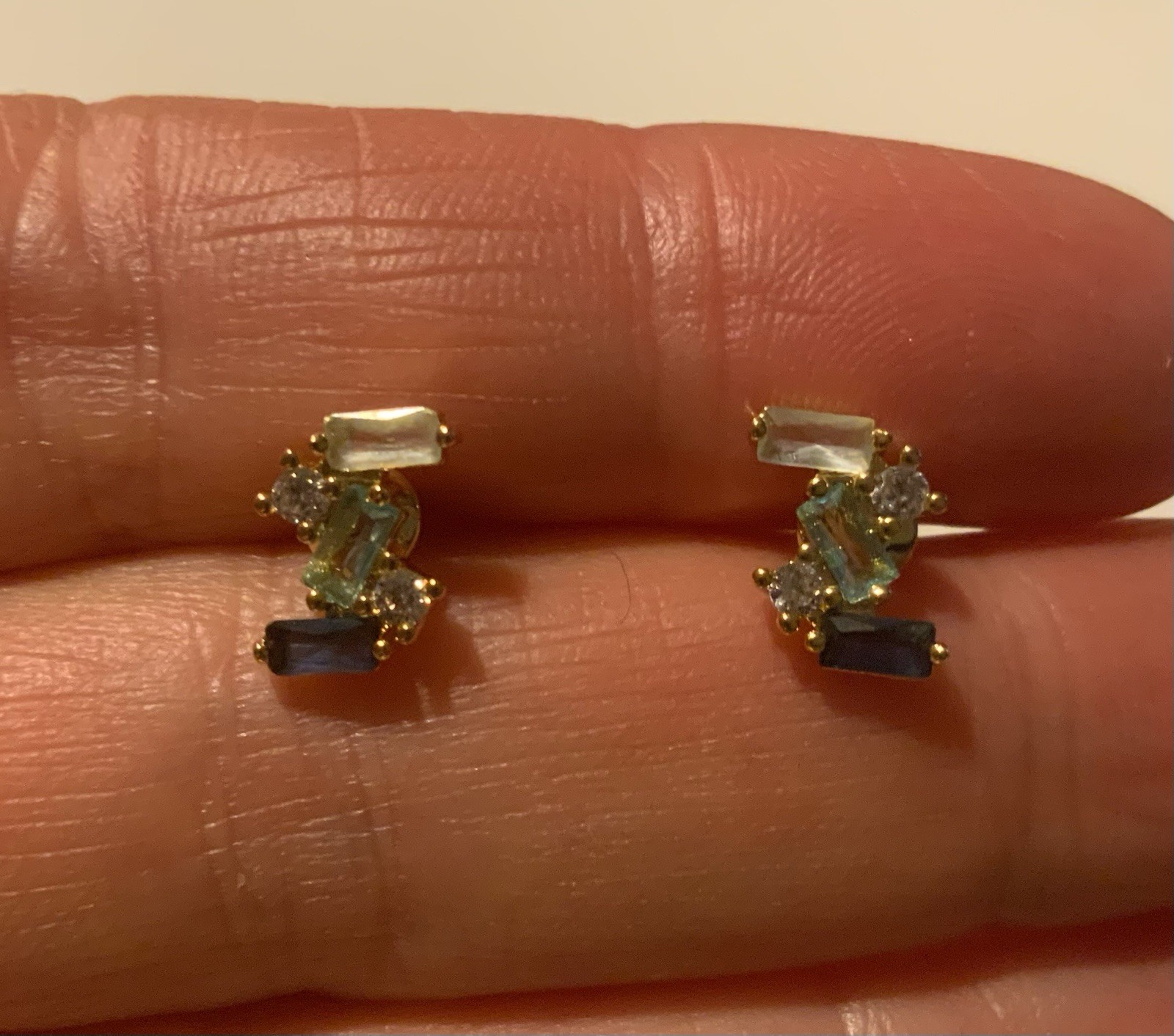 Art Deco Geometric Crystal Museum Missoma Modern Art Earrings Gold Stud CZ Boho