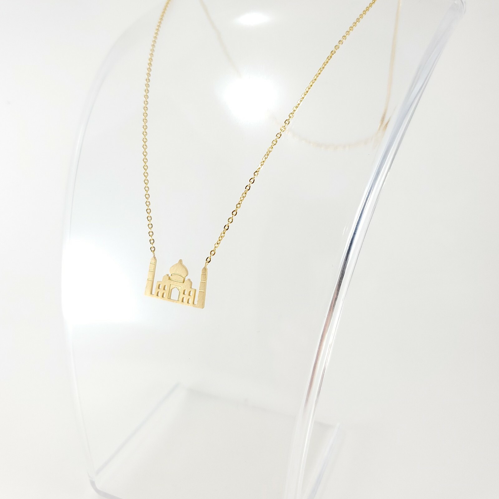 Taj Mahal GOLD Plated Necklace India Mausoleum Agra Asia Punjabi Shah Jahan